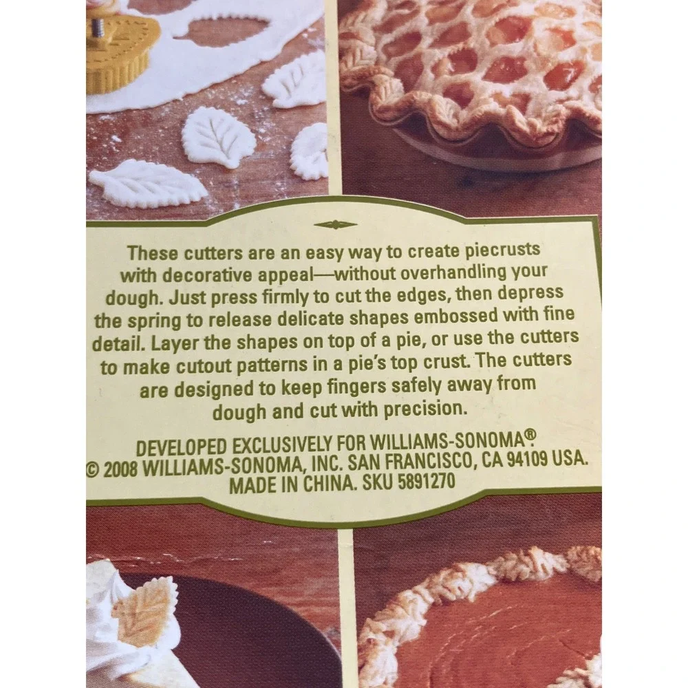 Williams Sonoma Fall Leaves Pie Crust Cutters Set Autumn Baking Decorative